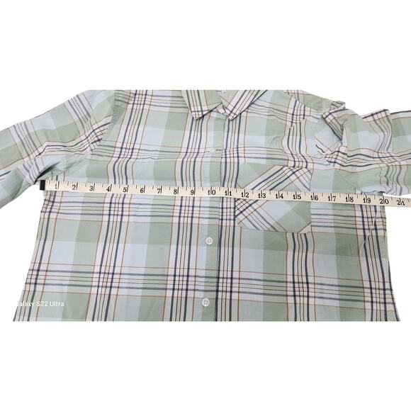 Croft & Barrow Womens Plaid GreenTan Cotton Button Up Shirt Long Sleeve W Small - Picture 4 of 12